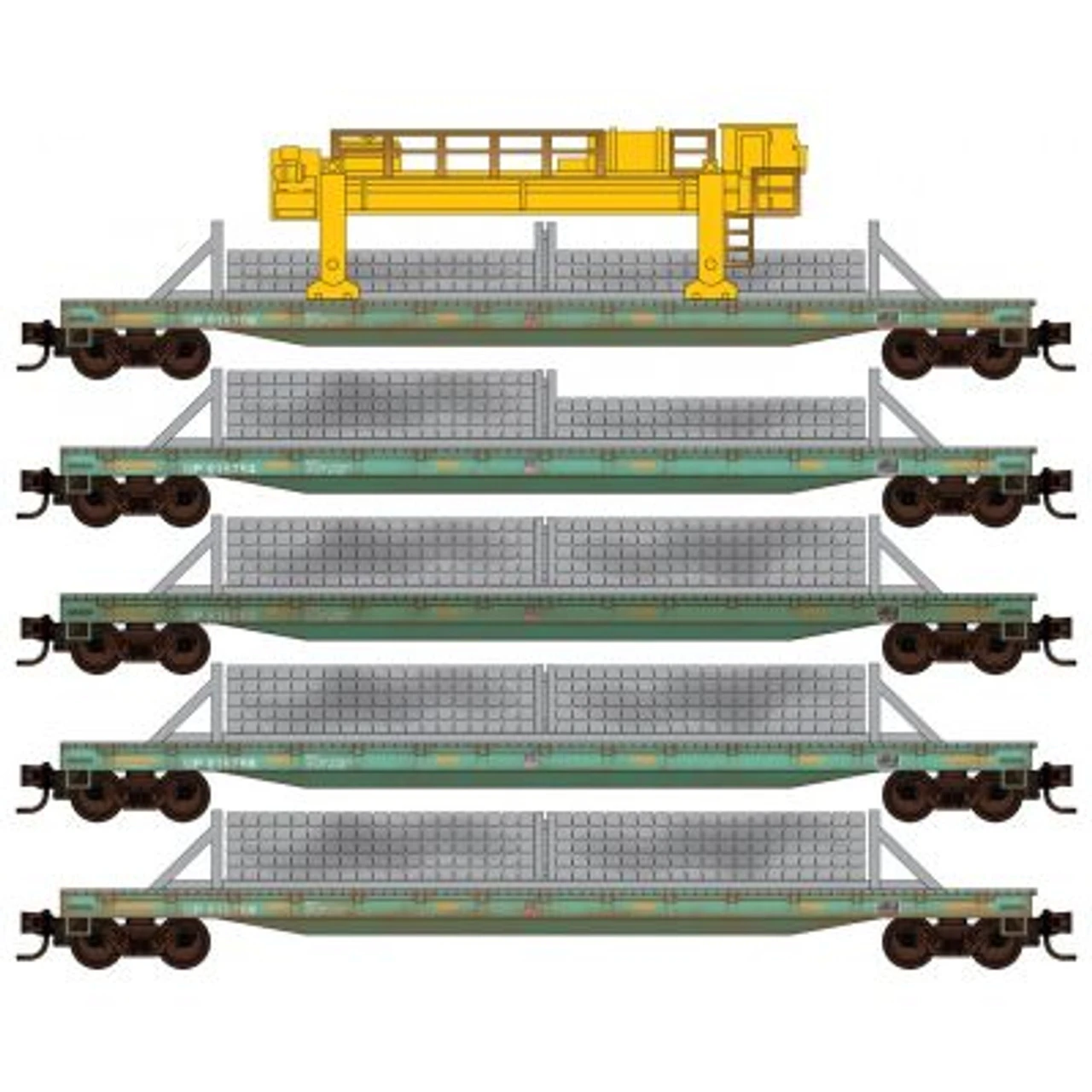 Micro-Trains Line 99402271 - Weathered Tie Loader 5-pack Union Pacific (UP) 915706, 915754, 915763, 915768, 915769 - Z Scale 3 Micro-Trains Line 99402271 - Weathered Tie Loader 5-pack Union Pacific (UP) 915706, 915754, 915763, 915768, 915769 - Z Scale