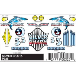 Pinecar 325 - Silver Shark Stick On Decals - Kit