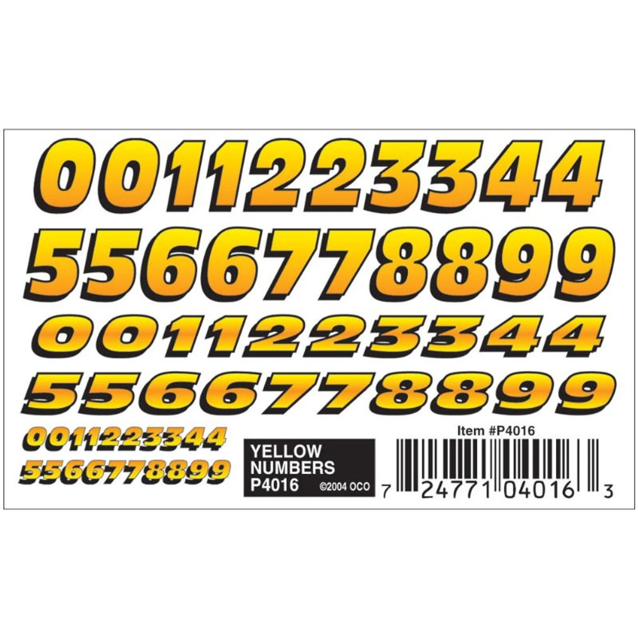 Pinecar 4016 - Yellow Numbers Dry Transfer - Kit 3 Pinecar 4016 - Yellow Numbers Dry Transfer - Kit