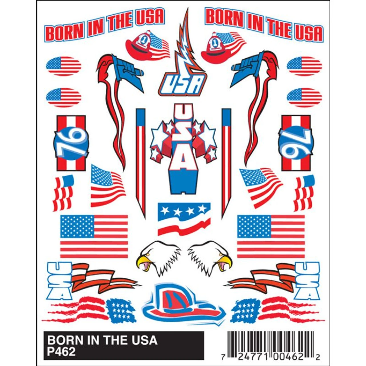 Pinecar 462 - Born In The USA Stick-On Decals - Kit 3 Pinecar 462 - Born In The USA Stick-On Decals - Kit