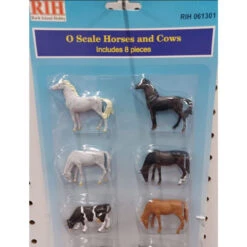 Rock Island Hobby 061301 - Horses And Cows - Painted (5 Horses, 3 Cows) - O Scale